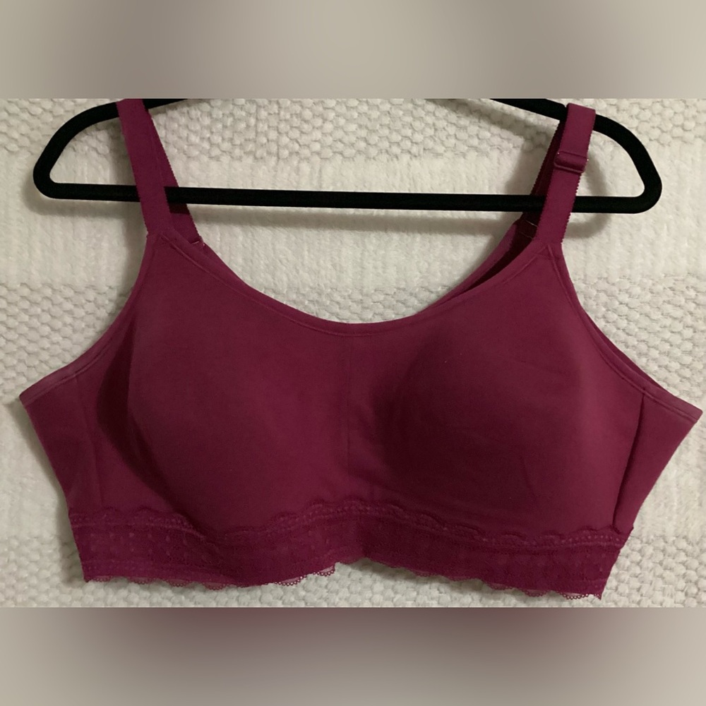 Cacique Deep Pink Lace Trim Bra
